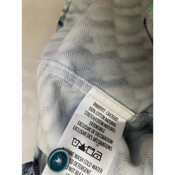 Robert Graham Shirt Button Down Short Sleeve Green Blue Cotton 2XL - Picture 5 of 7